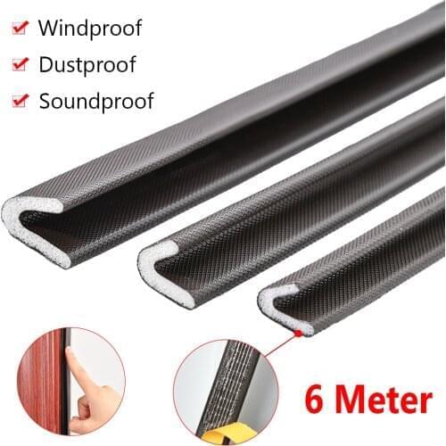 1Pc 2/6M Door Window Sealing Strip Draught Excluder Self-Adhesive Pu Foam Weather Stripping Anti Collision Home Accessories