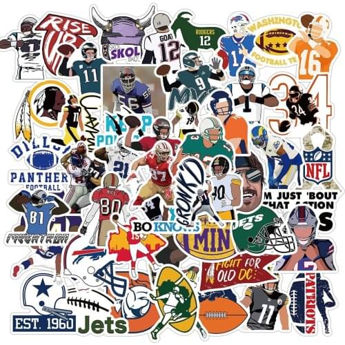 10/30/50PCS American Rugby Football Stickers PVC Decal Travel Luggage Guitar Fridge Laptop Waterproof Cool Kid Graffiti Sticker