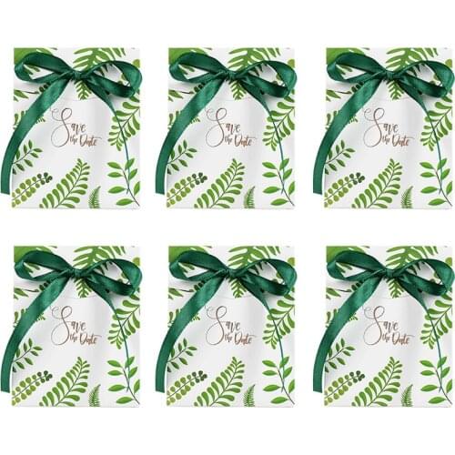 10Pcs Green Leaves Candy Box Wedding Favors Paper Gift Bag Box Packaging Hawaiian Jungle Birthday Party Decoration Supplies