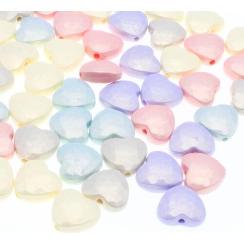 CHONGAI 100Pcs Candy Color Fantasy Acrylic Section Heart Beads For Jewelry Making DIY Handmade Accessories 11mm