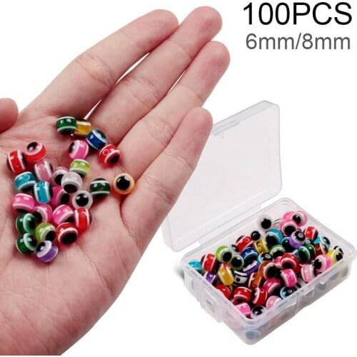 100pcs/box 6mm 8mm Fishing Beads 3D Fish Eyes Space Beans Fishing Accessories