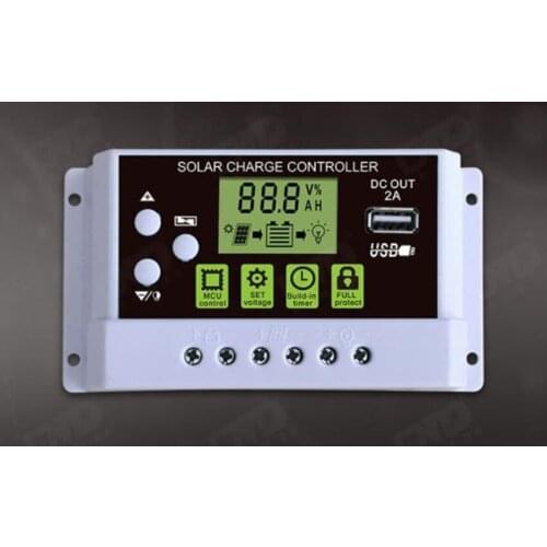 12/24v10A20A30A smart lithium battery charge controller led solar controller