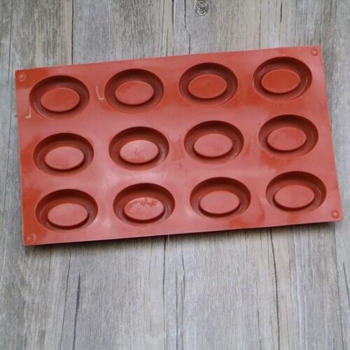 12 Cavity Oval Savarin Silicone Mold For Cake Pastry Baking Chocolate Candy Fondant Bakeware Dessert Mould DIY Tools