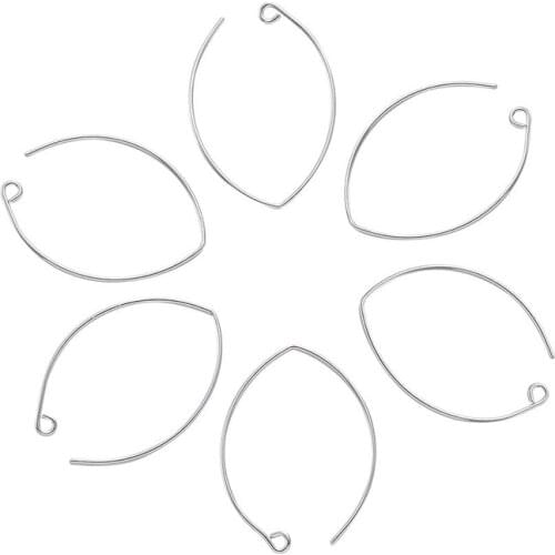 20pcs Platinum Brass Hoop Earrings Earring Wire Components Open V Shape Earwire for Dangle Earring Hypoallergenic 37x23mm