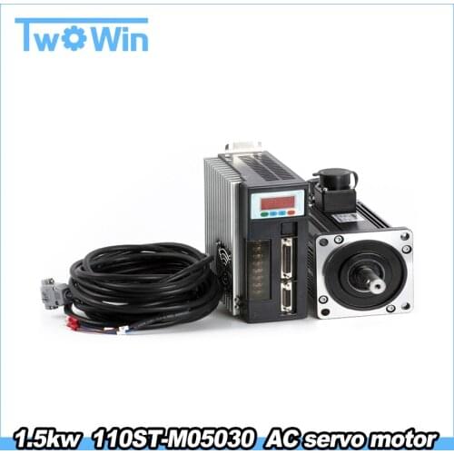 1.5KW 110ST-M05030 220V AC Servo motor 1500W 3000RPM 5N.M. Single-Phase ac drive permanent magnet Matched Driver AASD-30A