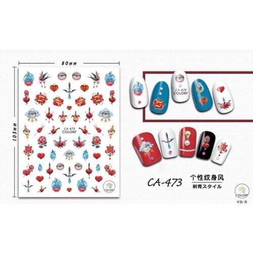 Newest CA-473 Retro style 3d nail art sticker nail decal stamping export japan designs rhinestones decorations