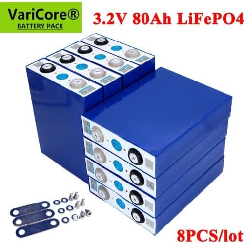 8pcs 3.2V 80Ah LiFePO4 battery pack Lithium iron phospha 80000mAh 12V 24V 240A Motorcycle Electric Car Solar Inverter batteries