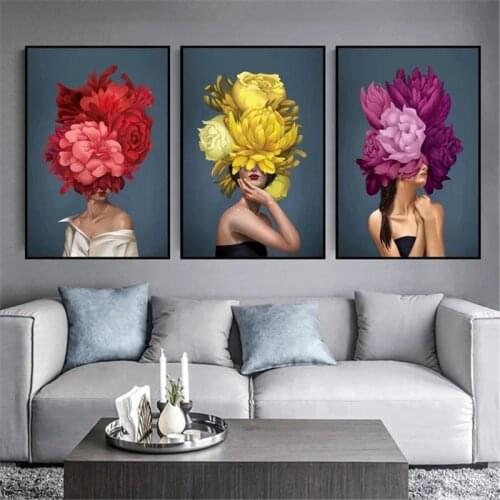 Abstract Peony Flowers Girls Wall Art Canvas Painting Nordic Poster Prints Wall Art for Living Room Home Decor Wall Decor