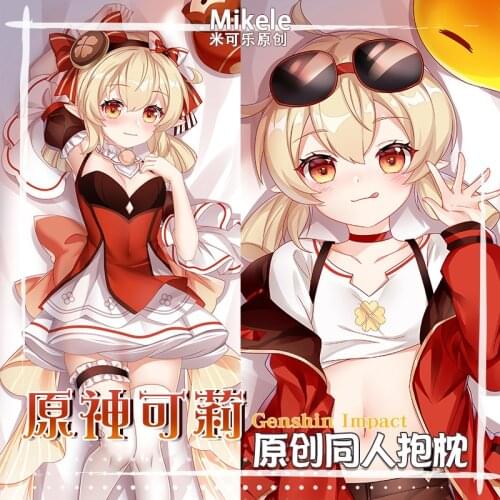 Anime Genshin Impact Klee Cosplay Dakimakura 2WAY Hugging Body Pillow Case Japanese Otaku Pillow Cushion Cover Xmas Gifts