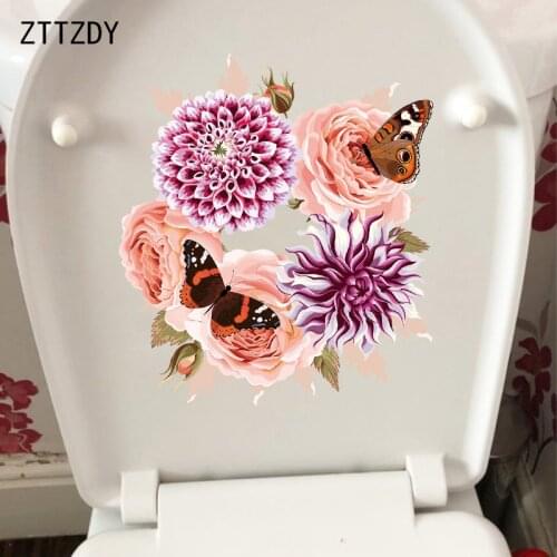 ZTTZDY 21.6×23.8CM Ornate Butterfly Flower Living Room Decoration Creative Home Wall Decals Toilet Stickers T2-1271