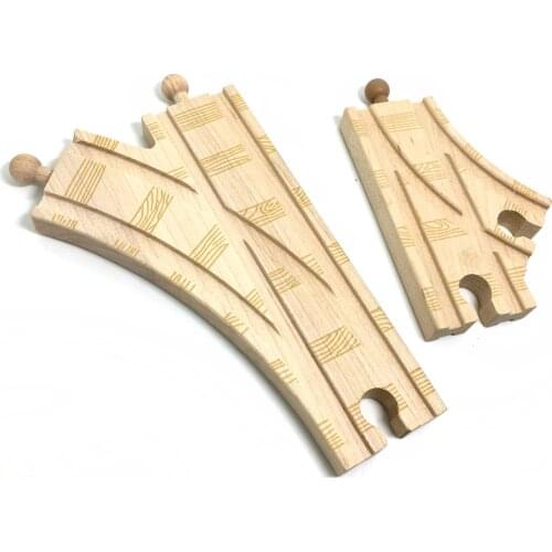 P071 High quality railway pattern forked rail combination compatible wooden train track children game special accessories toys