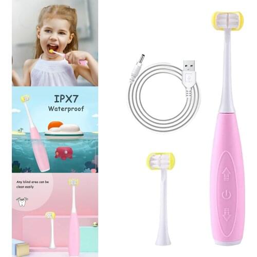 Kids Auto Toothbrush, Sonic Electric Toothbrushes, Food Grade Silicone Triple Bristles, with Brush Heads