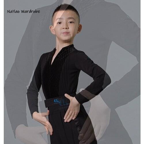 2021 New G5012 Kids Latin Dance T shirt Long Sleeve Shoulder Hole Girl Latin Dancing Clothes Belly Ballroom Tango Dresses