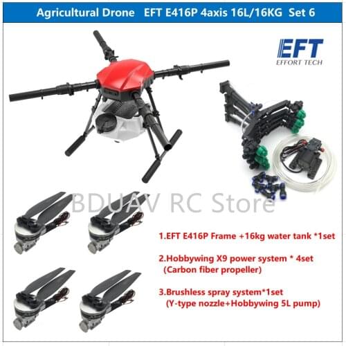 NEW version EFT E416P 16L 16kg Agricultural spray drone frame kit four-axis Folding Quadcopter with Hobbywing X9 power systemUAV
