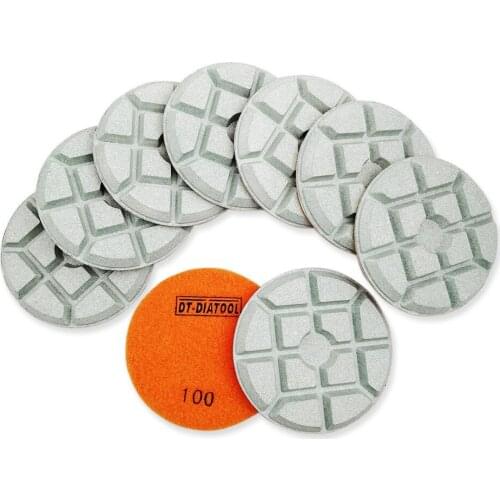 DT-DIATOOL 9pcs Diamond Resin Bond Concrete Polishing Pads Sanding Discs Repairing For concrete Floor Grit#100 Dia 100mm/4"