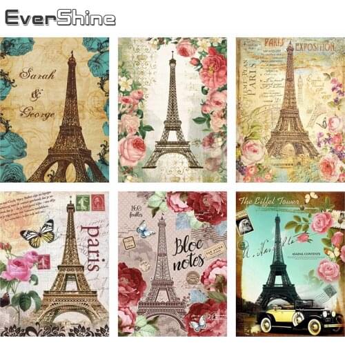 Evershine Full Square Diamond Painting Cross Stitch Eiffell Tower Embroidery Landscape 5D DIY Rhinestone Mosaic Home Decor