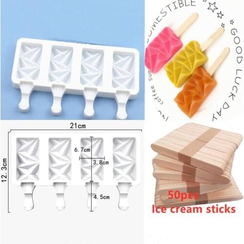 Ice Cube Maker Hole Silicone Ice Cream Mould Ice Cube Tray Popsicle Barrel Diy Mold Dessert Ice Cream Mold with Popsicle Stick