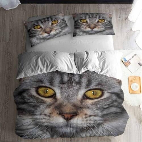 HELENGILI 3D Bedding Set Animals Cats Print Duvet cover set bedclothes with pillowcase bed set home Textiles