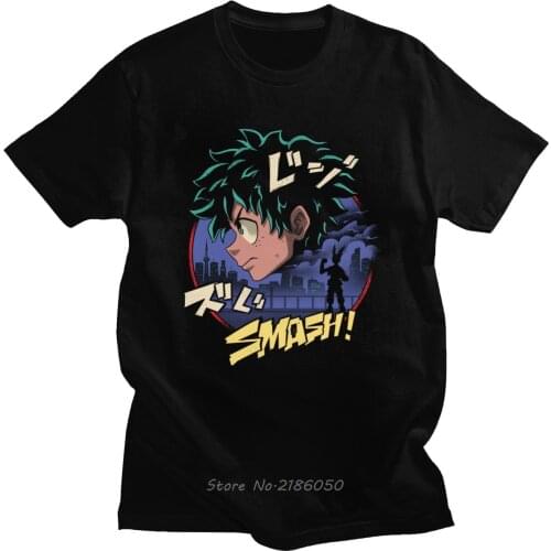 Cool Male My Hero Academia The Heroic Student T Shirts Men Short Sleeve O-neck Cotton T-shirt Graphic izuku midoriya Tee Tops