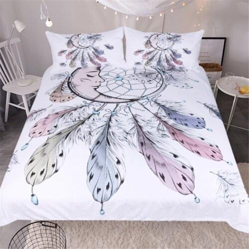 Bedding Set Moon Twin Queen King Size Colorful Feather Duvet Cover Animal Bed Set Home Bedclothes Pillowcase