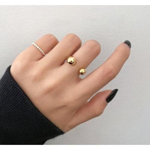 Cool Open Adjustable Rings For Women Fashion Jewellery Small Mini Ball Gold Finger Ring Girls Charms Personality Jewelry
