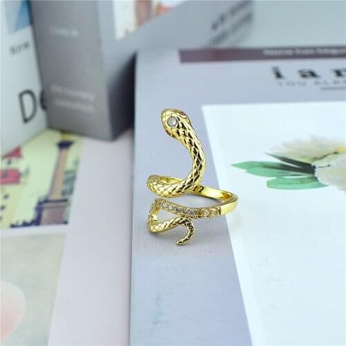 Cool Snake-shaped Ring Mens and Womens Adjustable Jewelry Crystal Ring Wedding Party Jewelry Gift Jewelry Ancient Decorations