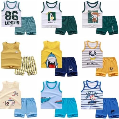 Baby Boy Summer Clothes 2020 Cartoon Sleeveless Tops Vest + Shorts 2pcs Infant Clothing Outfits Kids Bebes Sport Suits