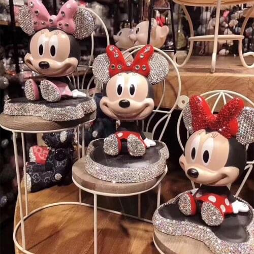 Disney Cute Mickey Mouse Minnie Anime Figure Doll Toy Cartoon Shake Head Action Figures Model Doll Car Decor Kids Toys Gifts