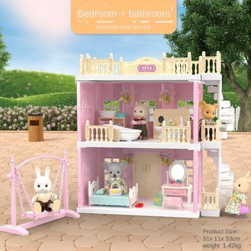 Bathroom Kitchen Bedroom Fence Dresser Kitchenware Girl Play House Scene Toys Miniature Dollhouse Furniture