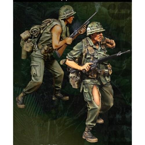 1:35 Resin Model Soldiers 2 US Troops Stationed In Vietnam Need Manual Painting Model Assembly Kit Xd111