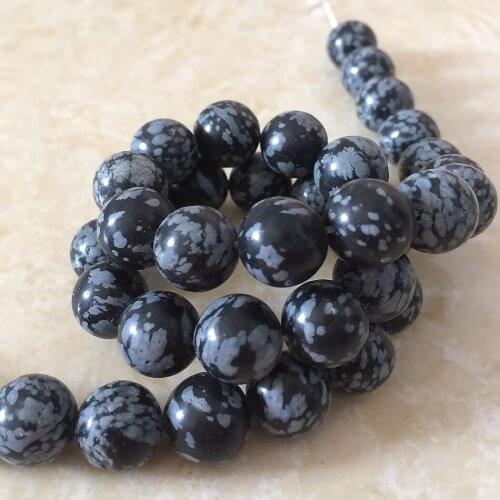 Natural snowflake obsidian stone 6mm 8mm 10mm 12mm charming Round loose beads Diy Jewelry making 15 inch B113