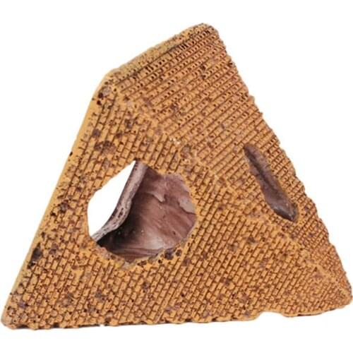 Fish Pyramid Hiding Cave Resin Aquarium Miniature Ornament Decorative Shrimp Habitat Decor for Home Office TS1