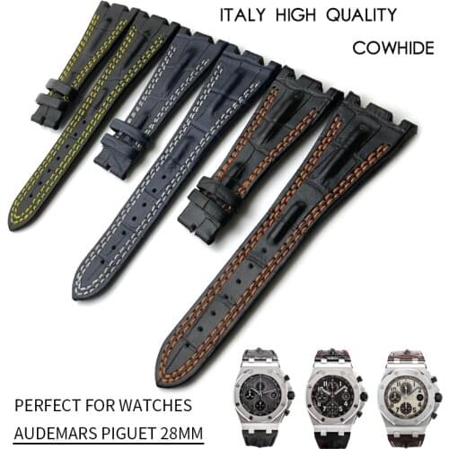 28mm Genuine Cowhide Leather Watch Strap High Quality Watchband Folding Buckle Suitable for AUDEMARS PIGUET Watch Accessories