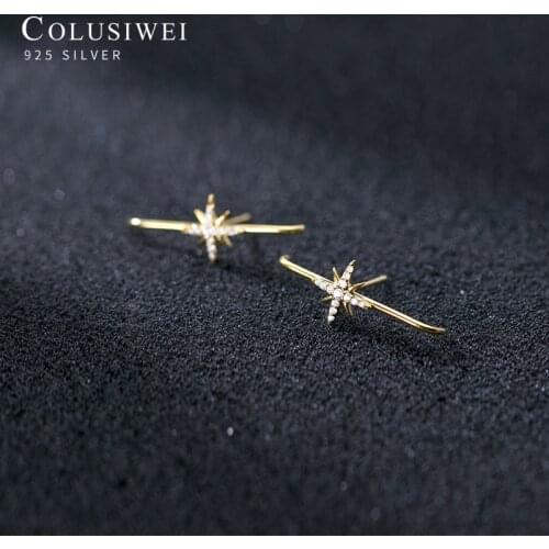 Colusiwei Clear CZ Luxury Tiny Hexagram Star Stud Earring for Women 925 Sterling Silver Anti-Allergy Ear Pin Fine Jewelry Gift