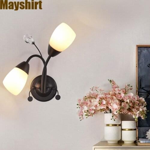 Modern Iron Crystal Wall Lamps for Bedroom Bedside Bathroom Bar Living Room Decoration Glass Lamp Shade Led Wall Light Fixtures