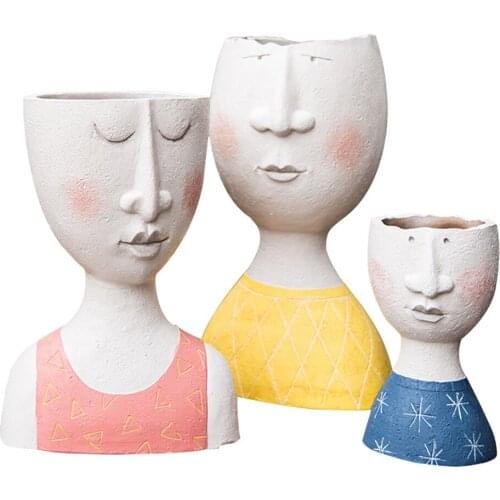 Creative Resin Artistic Portrait Sculpture Plant Pot Flower Pot Dried Flower Vase Garden Decoration Flower Pots New May18