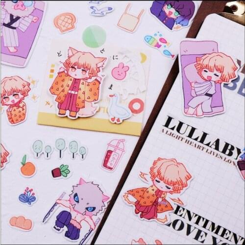 Demon Slayer Kochou Shinobu Kanroji Mitsuri Waterproof Luggage Phone DIY Scrapbook Stickers 6265 Decal Decor Cosplay