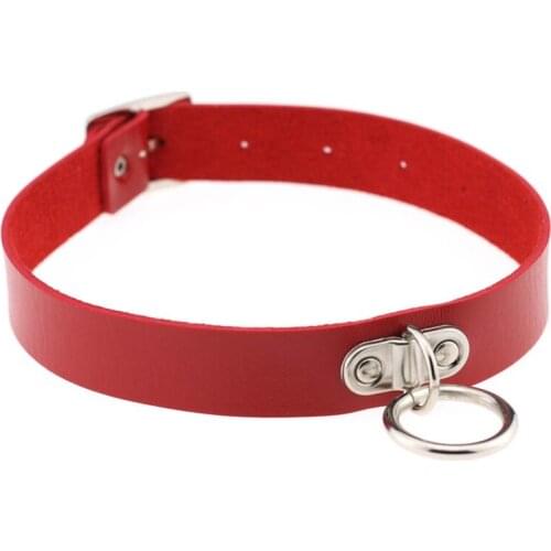 Jewelry Cool Punk Goth Rivet Choker Necklace Leather Chokers Necklaces Round Metal Pendant Anime Necklaces