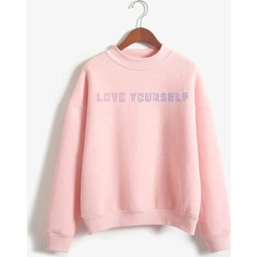 2019 KPOP love yourself sweatshirt love yourself hoodie kpop hoody Harajuku Sweatshirt Winter Womens 2019 Round Neck Turtlenec