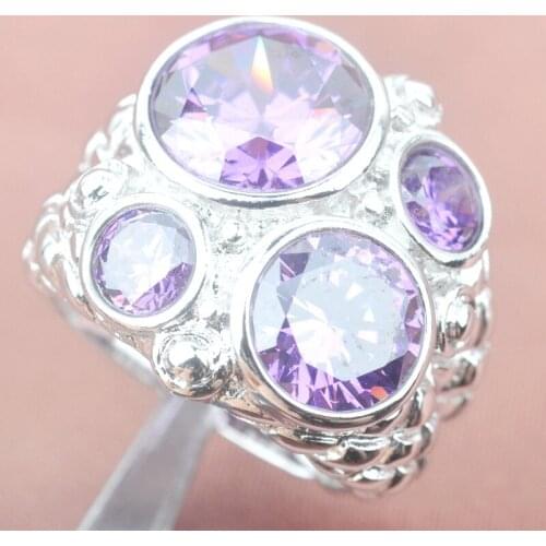 Purple Cubic Zirconia Silver Plated For Women Jewelry Rings Size 6 7 8 9 SA021