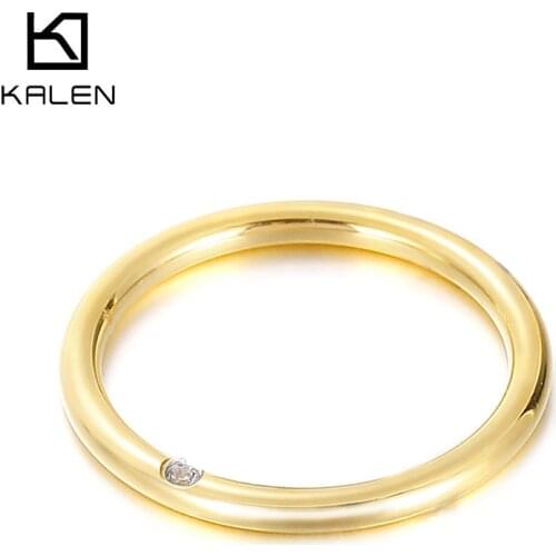 Kalen Multiple Color Stainless Steel Bague Femme Cubic Zircon Wedding Rings For Women Aperture Anillos Simplicity Jewelry