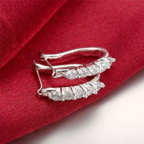 Hot 925 Sterling Silver clip Earrings for Women All-match trend Zircon Ear buckle Christmas Gifts wedding party Jewelry
