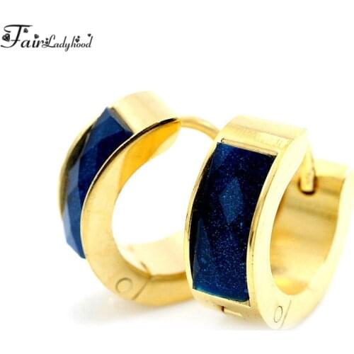 FairLadyHood Huggies Hoop Earrings For Women 316L Stainless Steel Earrings Crystal Small Hoop Earrings Fashion Jewelry Brincos