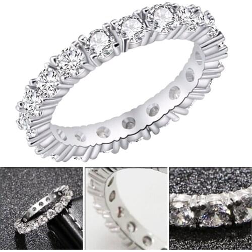 Chic Fashion Jewelry White Color Inlay Cubic Zirconia Unique Shaped Ring For Women Wedding Engagement Size
