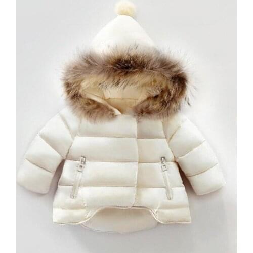 Girls Winter Coat 2018 New Winter Baby Girls Parkas Winter Jacket for Girls Solid Color Baby jacket Fur Hooded Kids Outerwear