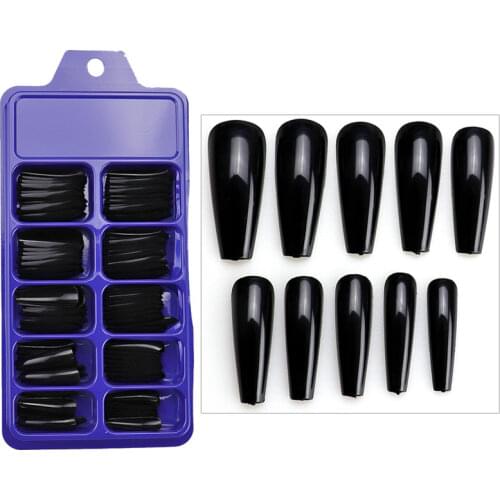 100pcs Fake Nails Colorful Ballerina French Extra Long Coffin Fake Fingersnail Acrylic Nail Tips 10 Size Press On Nails