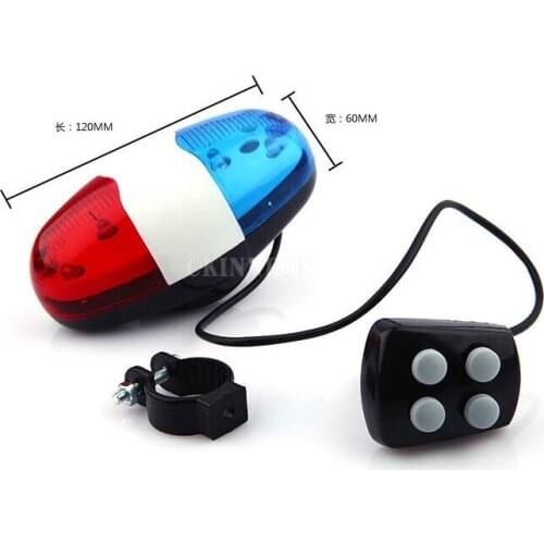 100Pcs/Lot New Hot Practical Bicycle Bike Police Front Light Warning Siren Cycling Electric Horn Bell With 6 LED