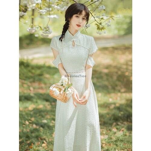 2021 lace cheongsam dresses lace vintage dress qipao women chinese traditional dress cheongsam qipao chinese formal dresses