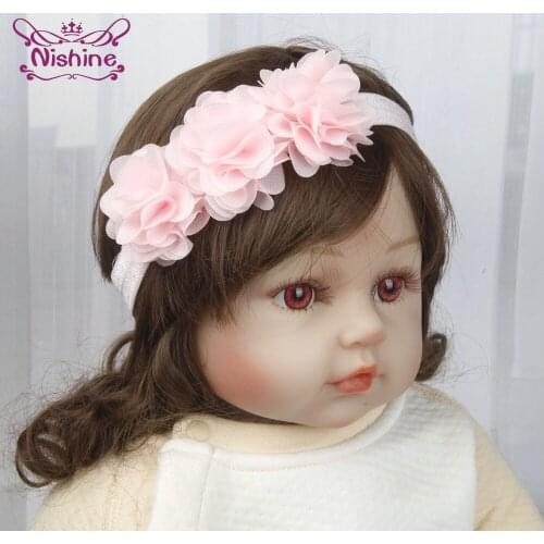 3pcs/lot Grosgrain Ribbon Bowknot Infant Headband Solid Color Handmade Flowers Elastic Hairband Princess Headwear Photo Props