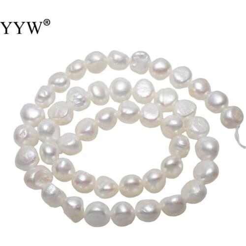 Coin Pearl Cultured Freshwater Pearl Beads, White Pearl Beads for Jewelry Making 10-11mm Approx 15.5 Inch Strand